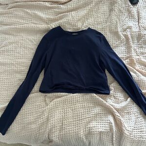 H&M Blue Cropped Fitted Long Sleeve
